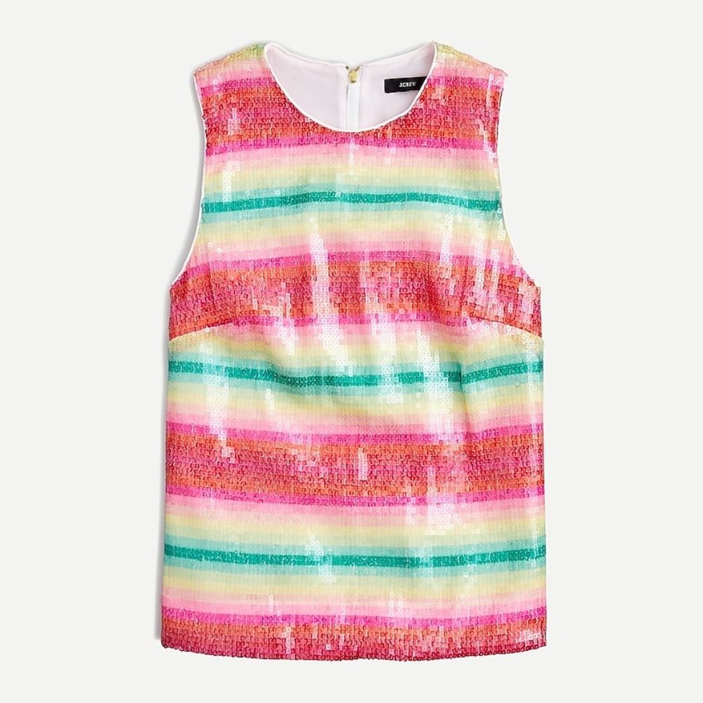 NWT J. Crew Sleeveless Top in Watermelon-Stripe - Picture 3 of 7